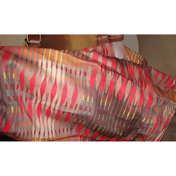 NWT Prana Womens Bag Tote Slouch Leather Red Brown Orange Blu New Organic Cotton - Picture 5 of 6